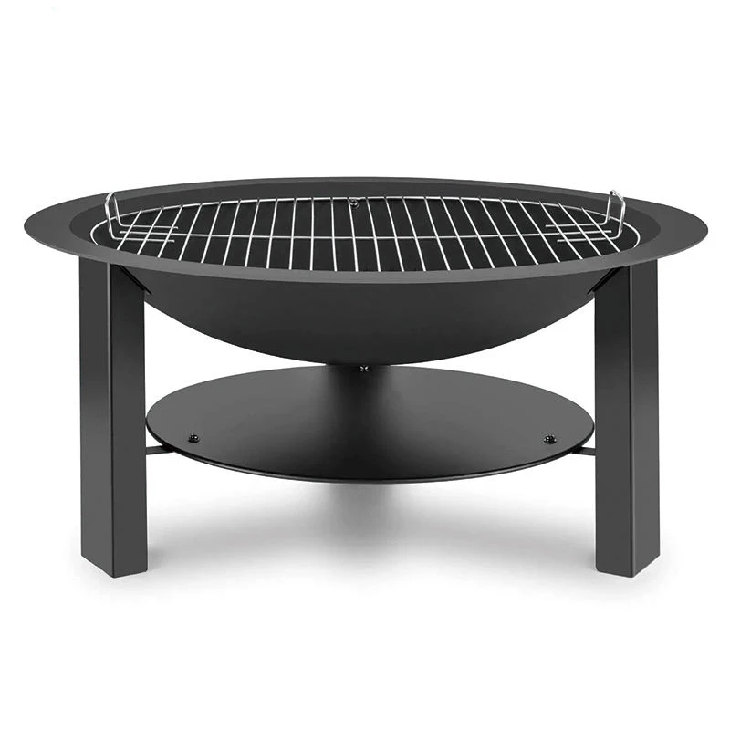 30 Inch Weather Resistant Round Fire Bowl Solid Cast Iron Garden Wood Burning Brazier Fire Pit