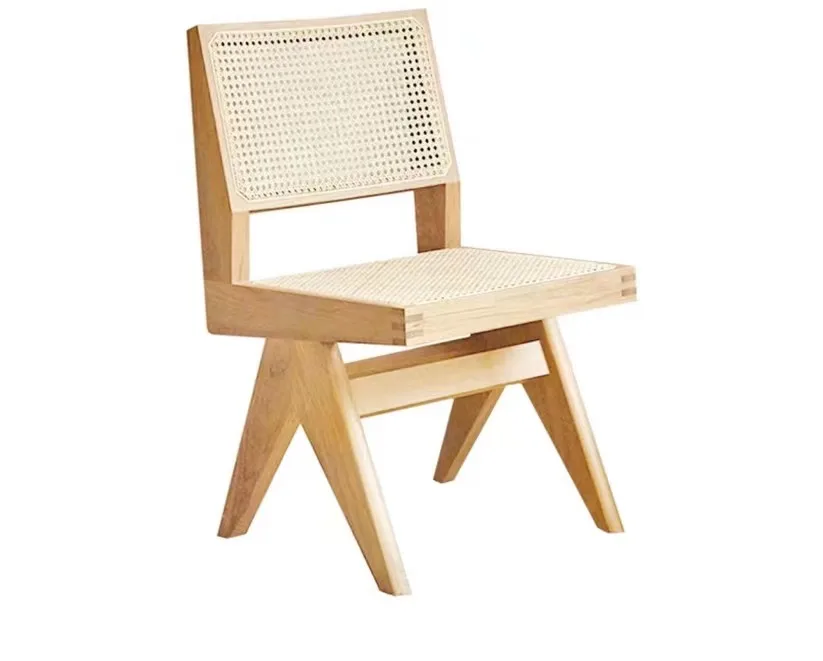 Scandinavian cafe wooden chair modern dining chairs for hote nordic woven wicker cane rattan wood dining chairs
