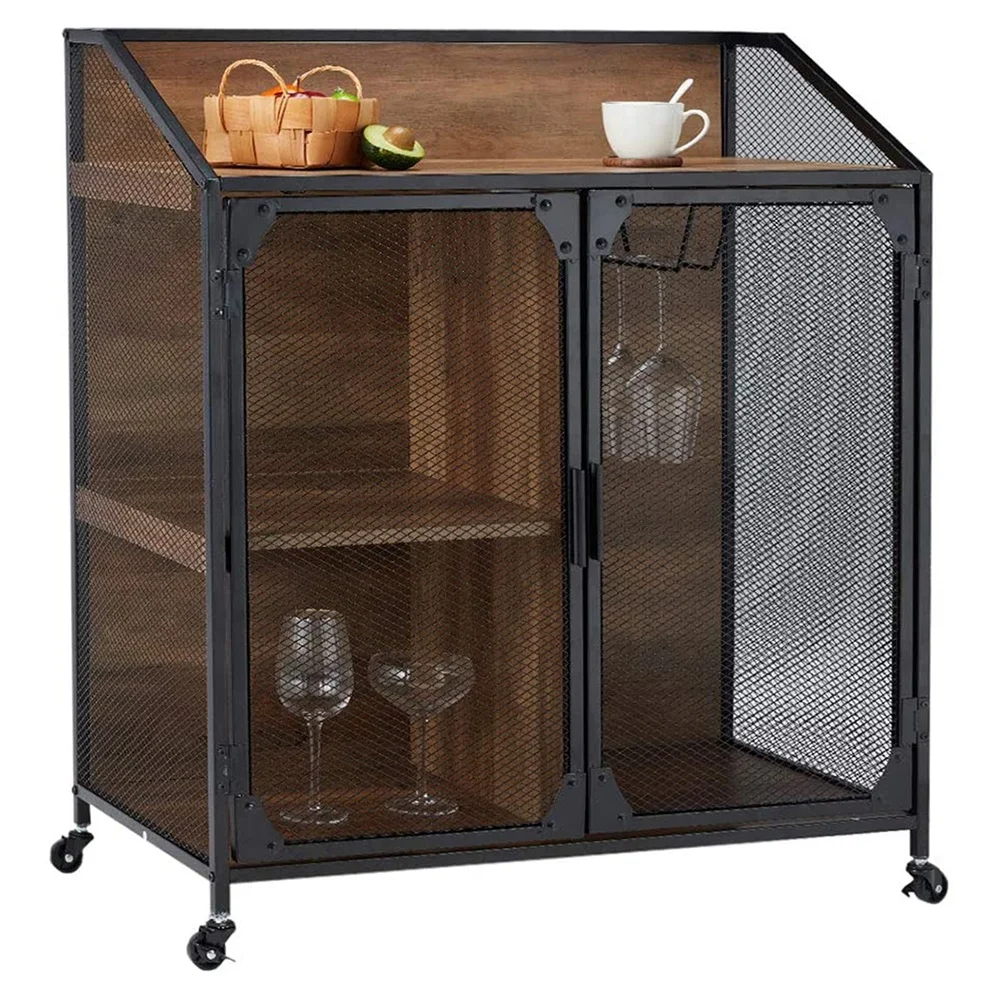 Industrial Metal Mesh Buffet Entryway Storage Cabinet Doors tv Cabinet
