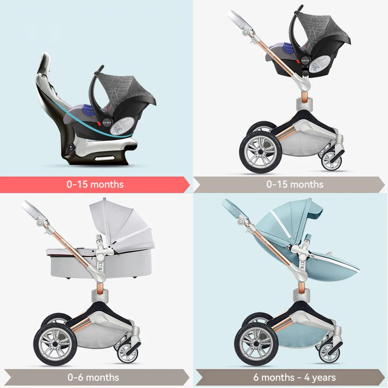 Purorigin Hot mom luxury egg shape high landscape  2 in 1travel system baby stroller carriage pram EN 1888 certification
