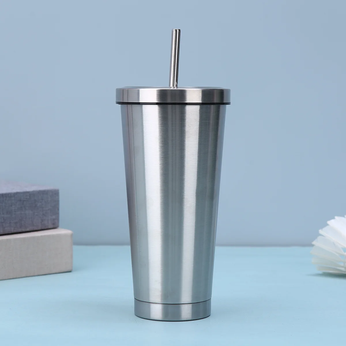 500ml/700ml Stainless Steel Double Wall Tumbler Coffee Tumbler Cup With Straw Travel Stainless Steel Mug Reusable straw cup