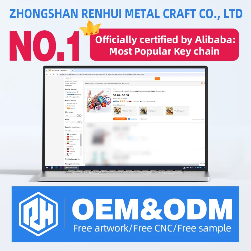 RENHUI аксессуары Оригинальная короткая металлическая бирка настоящая Роскошная тисненая дизайнерская брелок для ключей на заказ кожаные брелки