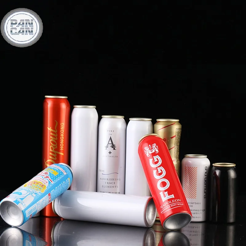 aluminium bottle aerosol can cosmetic spray cylinder manufacturer printing logo 100ml-550ml