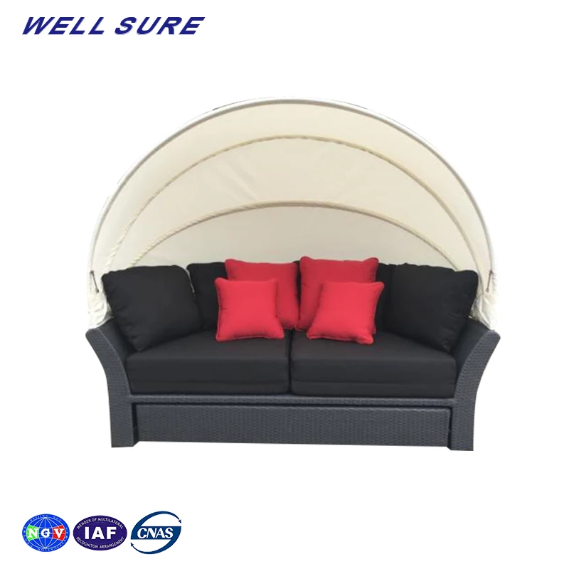 OEM Acceptable Natural Rattan Waterproof Patio Wicker Day Bed Furniture