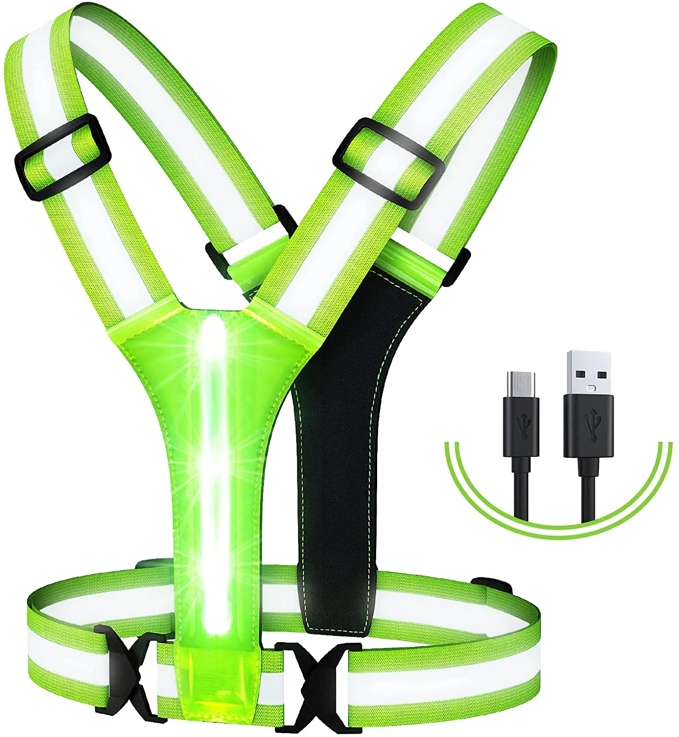 EN20471 High Visibility Reflective Running Gear LED Light up Running Vest for Walking Running Cycling