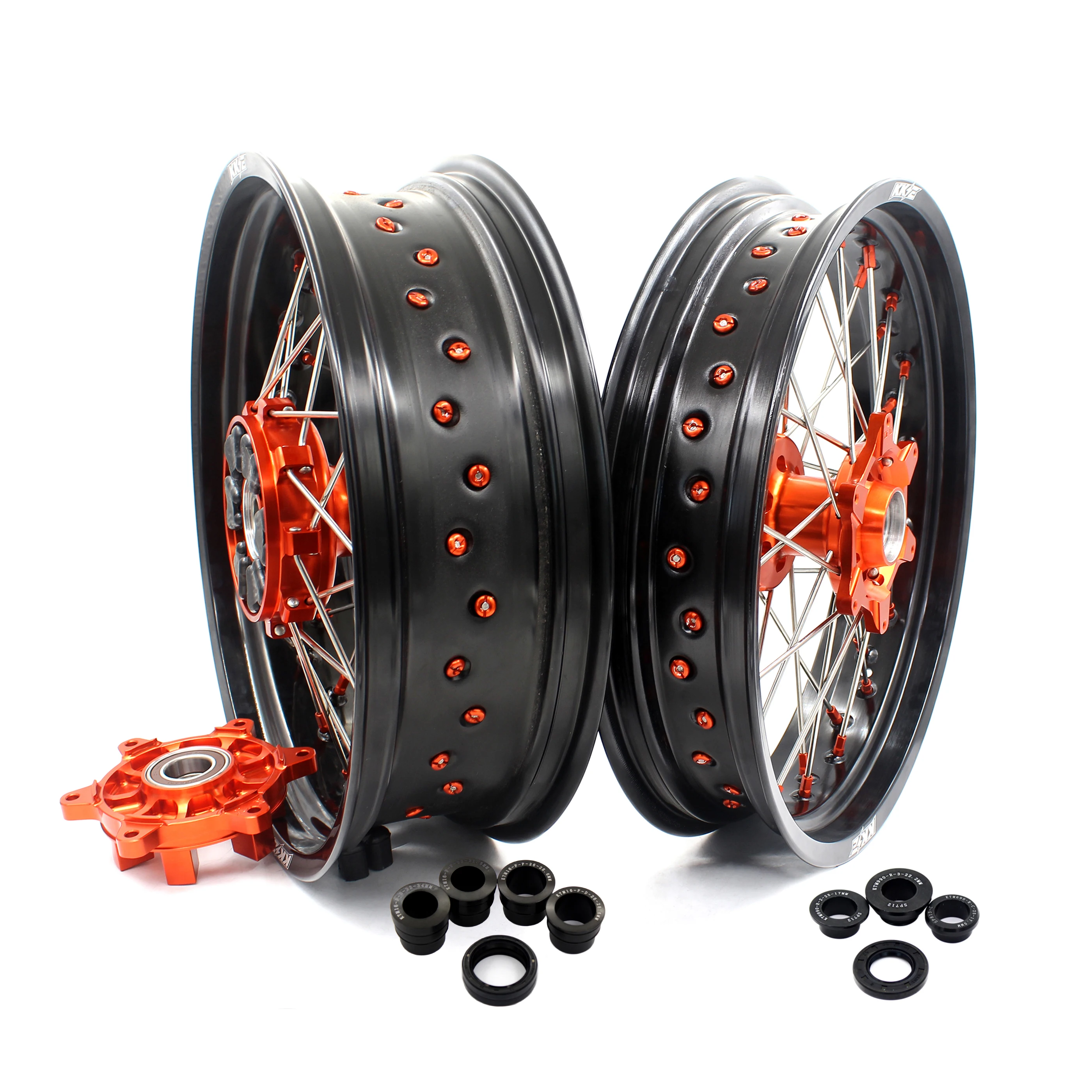 Сменные колеса KKE 3,5/5,0 для KTM 690 Enduro R 2008-2020 SMC 690 2008-2011, набор колёсных ободов Supermoto, оранжевая ступица/соска