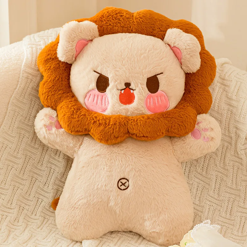 Creative small lion plush toy stuffed animal soft super cute bed sleep custom lion pillow wholesale