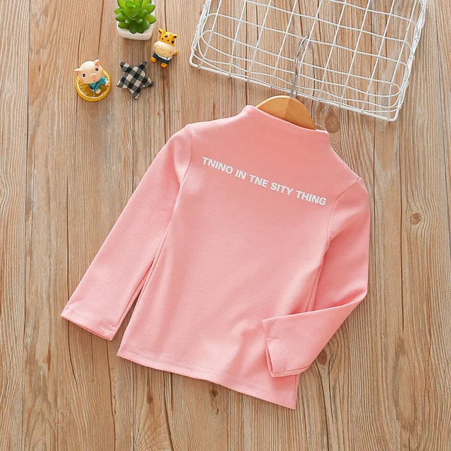 
Wholesale Kids Clothing Girl Children Long Sleeved T-Shirt,Kids Long Half-high collar Shirt 