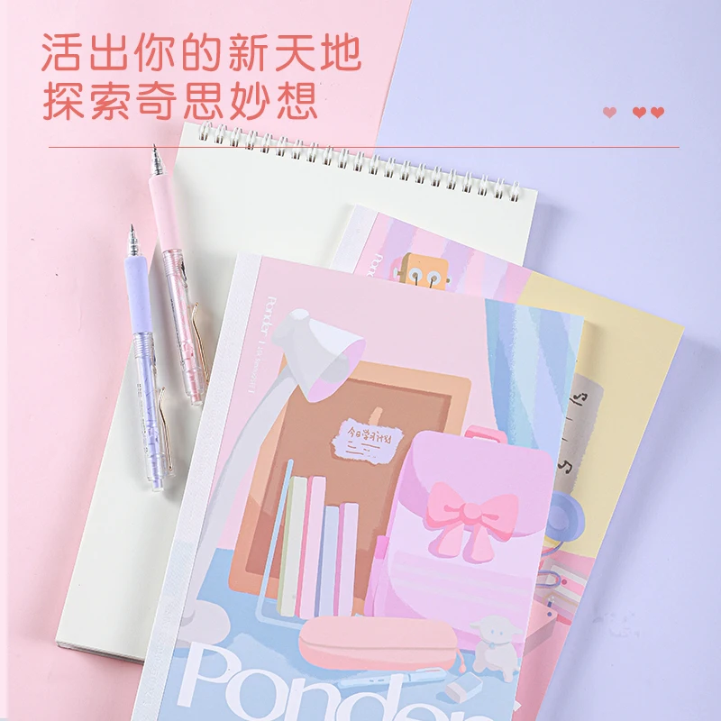 Custom A5 B5 Glue Binding Note book 40 sheets 230gsm Cover With Rainbow Spine 70gsm Ruled Lined Paper Composition Book
