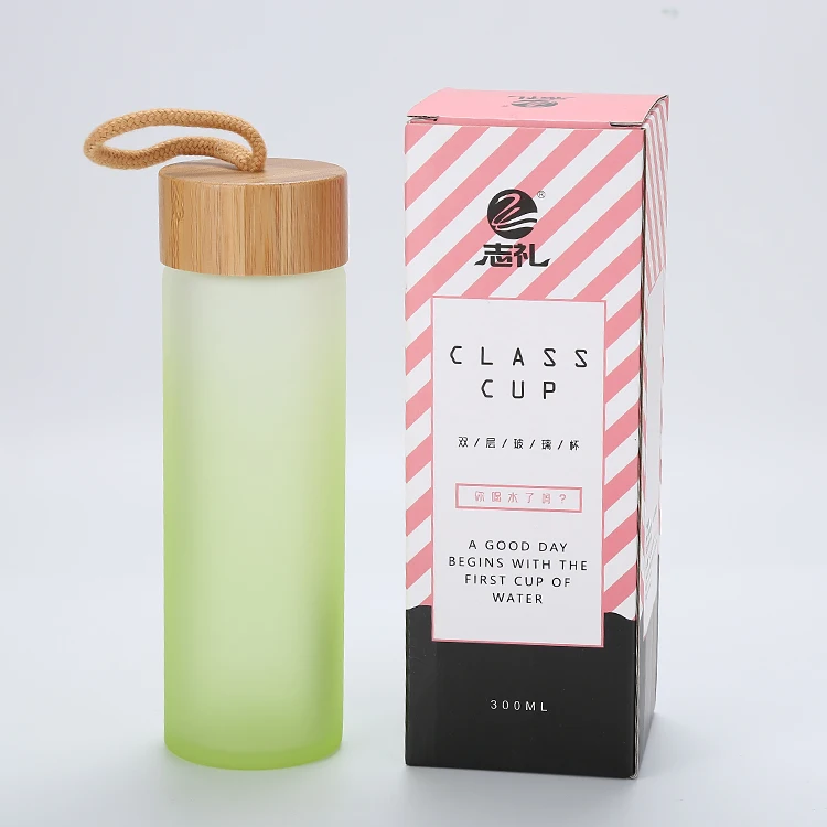 
MIKENDA Water Bottles Drinkware Type and Eco-Friendly Feature glass bottles bamboo lid 500ml 600ml 