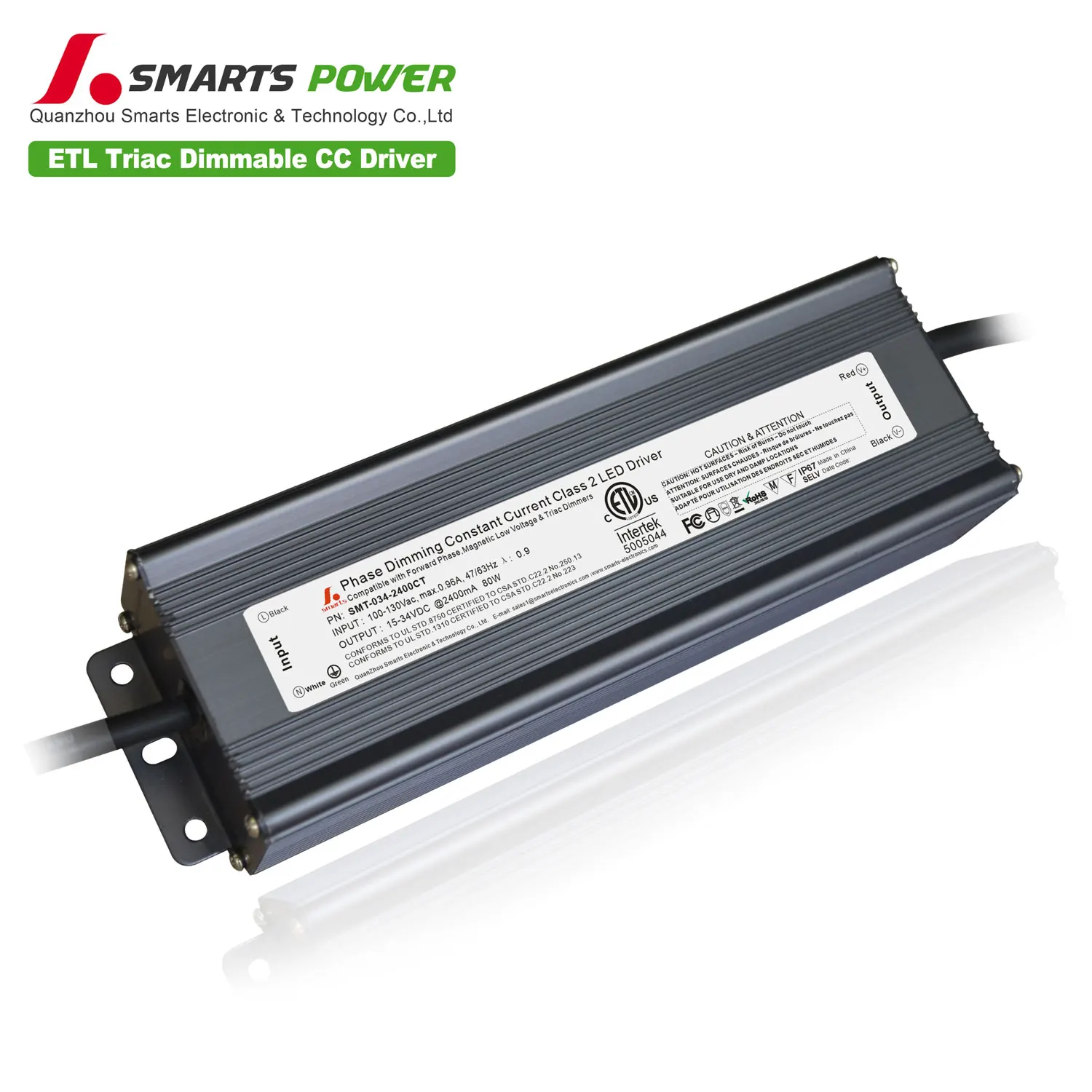 High Stability IP67 Constant Current 2400mA Triac Dimmable Led Driver 80w