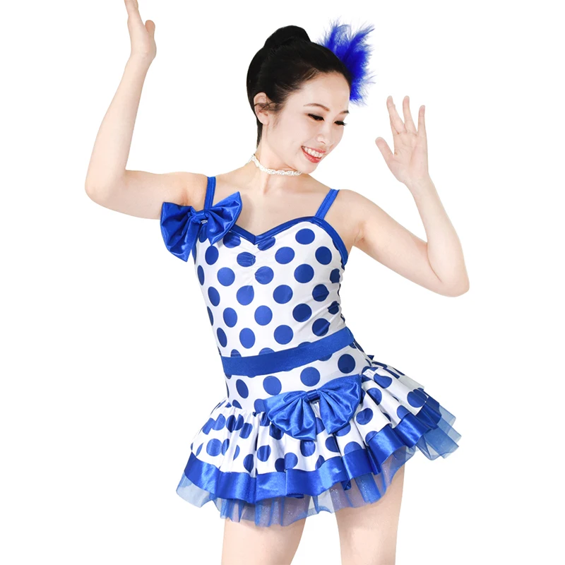 MiDee 2024 popular design girls dance costumes Polka dots bows camisole tutu skirt sexy backless ballet dresses Jazz stage wear