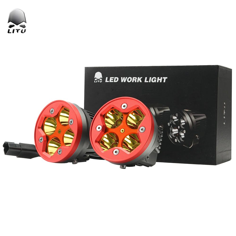  2020 LITU автоматическая система освещения 40W LED рабочий свет 3 дюймов мотоциклы проектор внедорожный светодиодный желтый белый фонарь для грузовиков