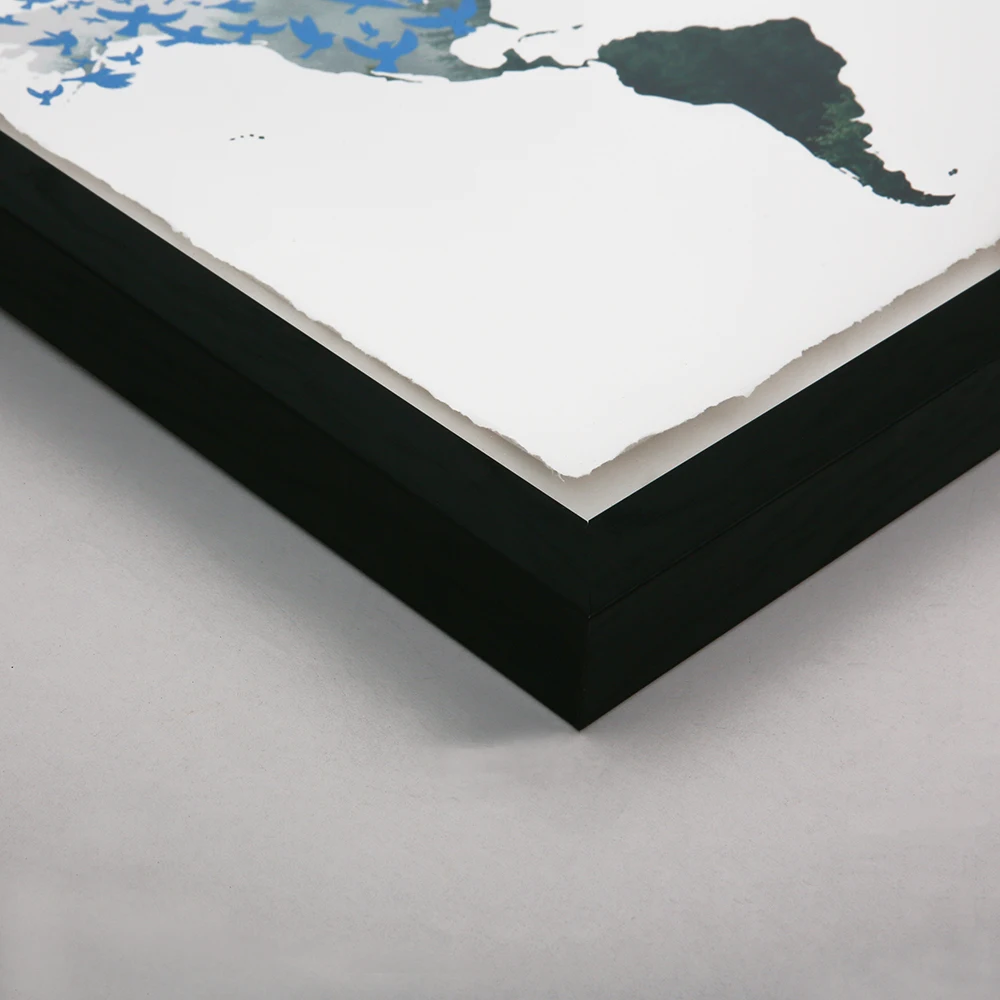 Framed painting wall decor with world map wall art
