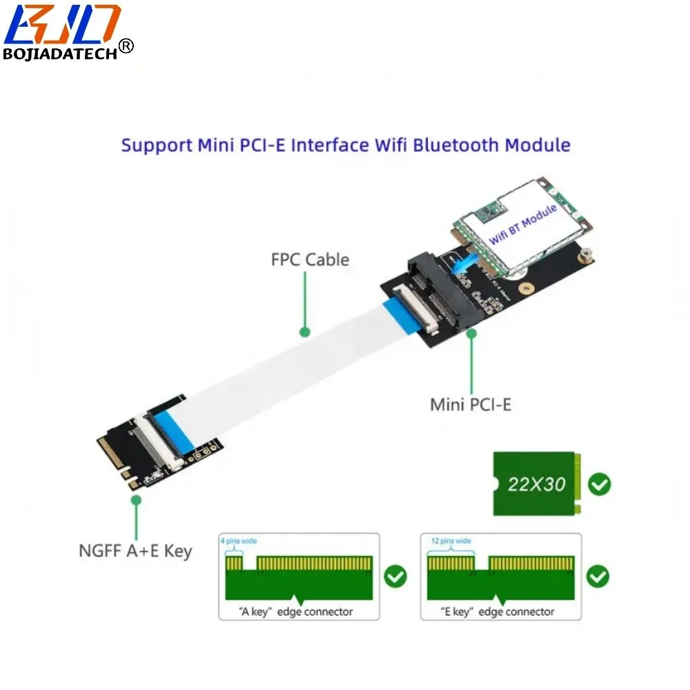 M.2 NGFF ключ A + E key-E интерфейс к Mini PCI-E MPCIe слот беспроводной адаптер карты с гибким кабелем FPC Поддержка Wifi BT