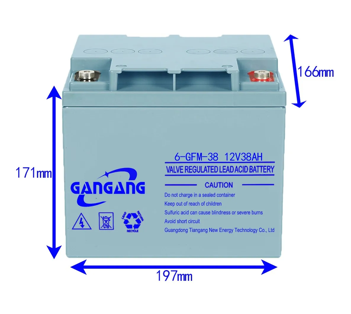 Hot-sale 12V 38Ah Valve-regulated Rechargeable AGM Battery