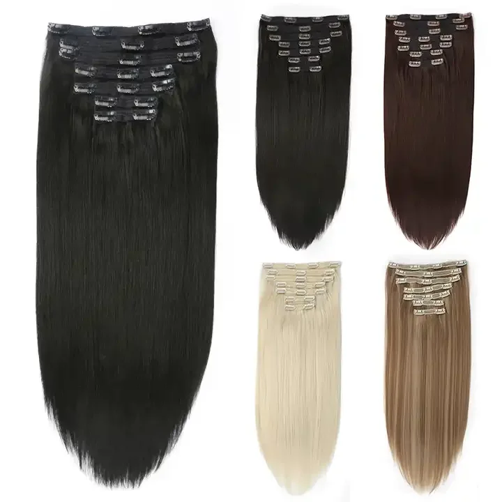 Wholesale 100% virgin Remy Clip in Human Hair Extensions Double Drawn  Brazilian Human Hair Clip in extension