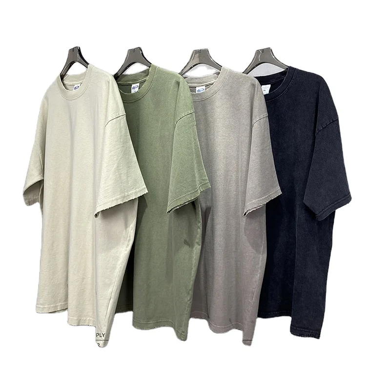 Manufacture Oversized Relax Fit Super Soft Plus Size T-shirts 210gsm 100% Cotton Blank T Shirt Vintage Wash Distressed For Men