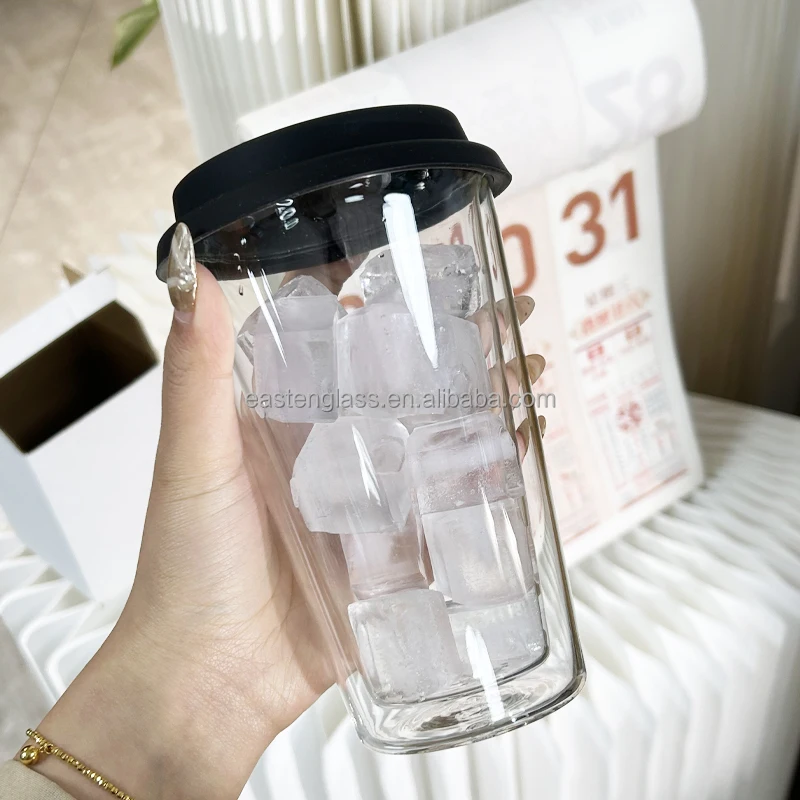 Wholesale High Borosilicate Glass Travel Coffee Mug Double Wall Layer with Silicone Lid and Sleeve for Tea Cups & Saucers