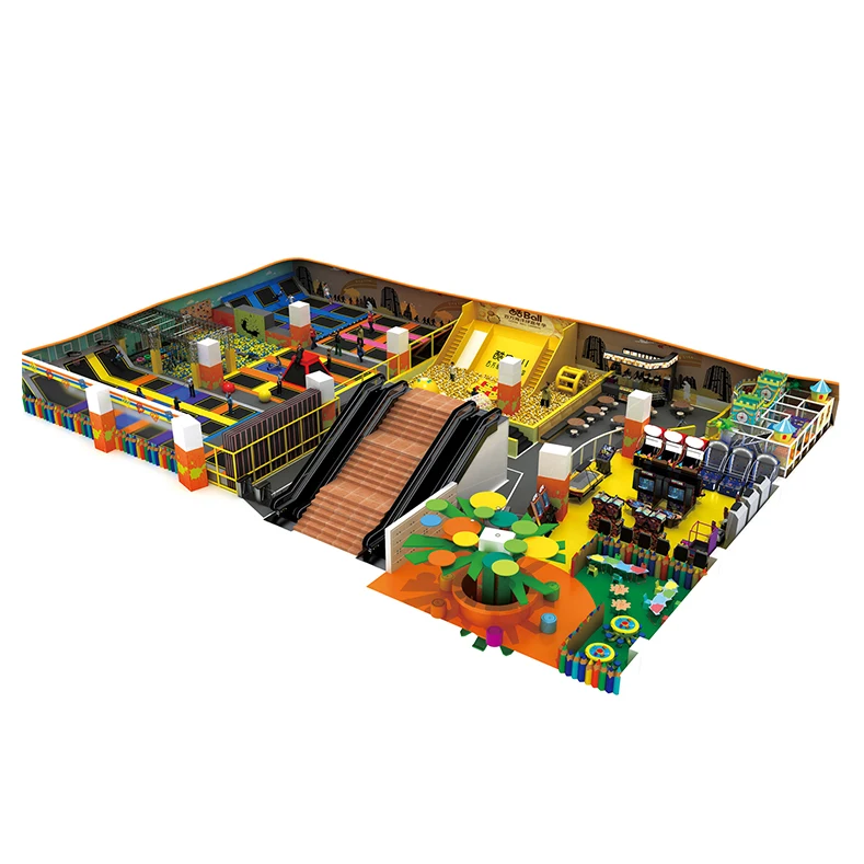 Custom Amusement Park Bungee Jumping Large Rectangle Indoor Playground Trampoline For Children Kids