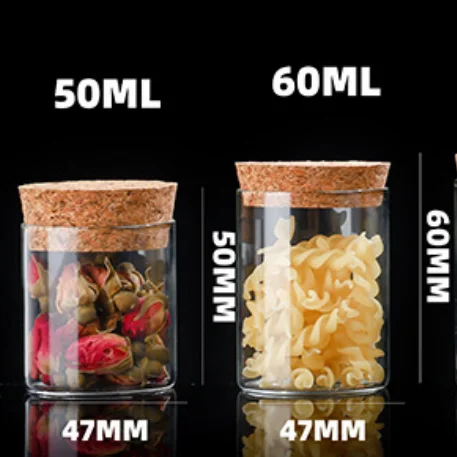 wholesales borosilicate airtight sealed 60ml glass jar with wooden bamboo lid