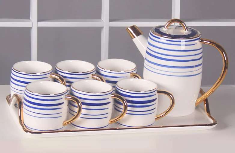 European High-End Tea Pot Set Colorful Package Tea Pots High Value Coffee & Tea Sets