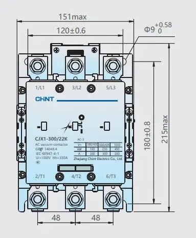 chint ac contactor CJX1-140/22 220V 110V~380V for remote circuit connection and disconnection  ac vacuum contactor