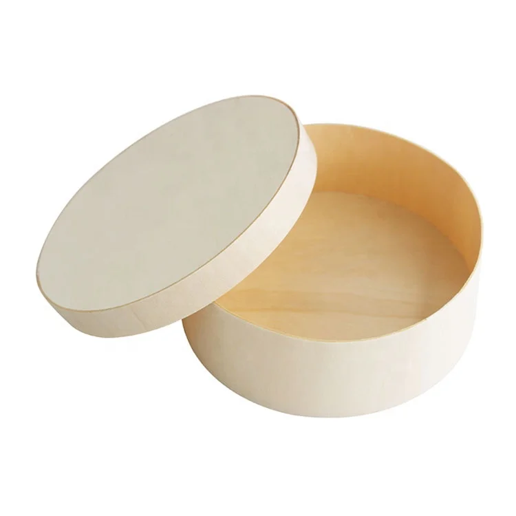 Biodegradable Custom Size Wooden Round Cake Veneer Cheese Box