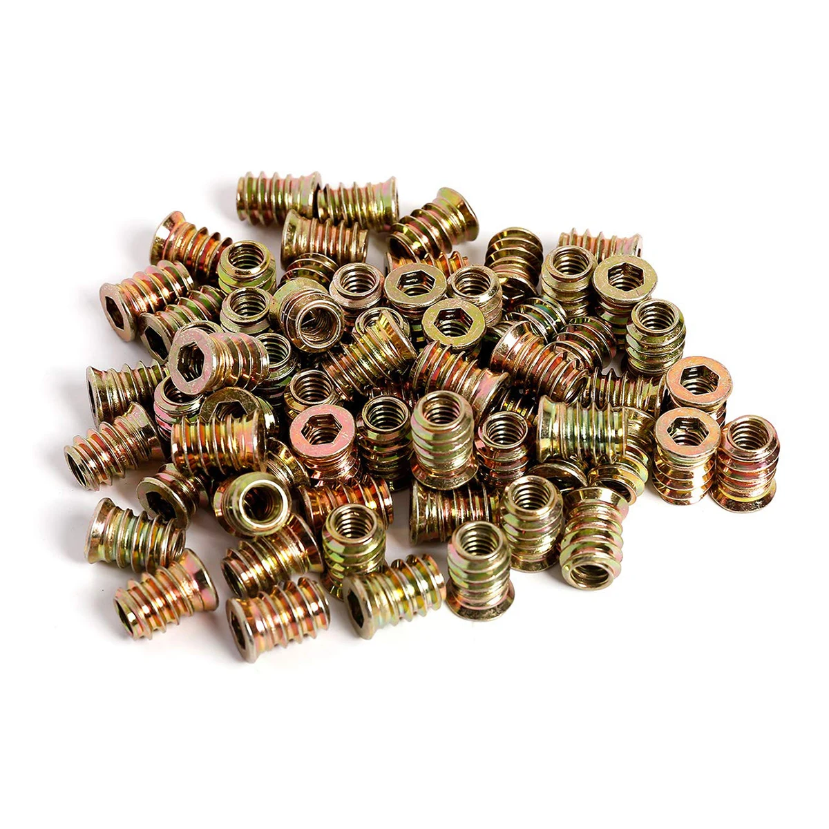 Yellow Zinc Plated Hex Socket 3mm Stainless Steel Ss304 Wooden Furniture Wood Threaded Insert Nut M10 For Wood