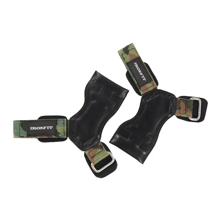 Camo Wrist Customized Logo Leather Weight Lifting Grips