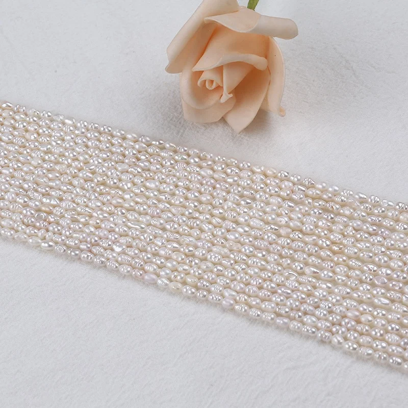 4-5mm rice shape wholesale natural white freshwater loose pearls bead strand