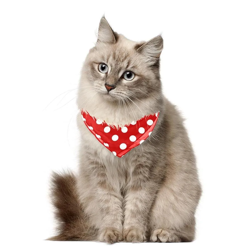 Qiqu Pet supplies New DesignerDog Bandanas Triangle Pet Scarf Thin Chiffon Fabric Bandanas for dogs Polka Dot Modern Vintage