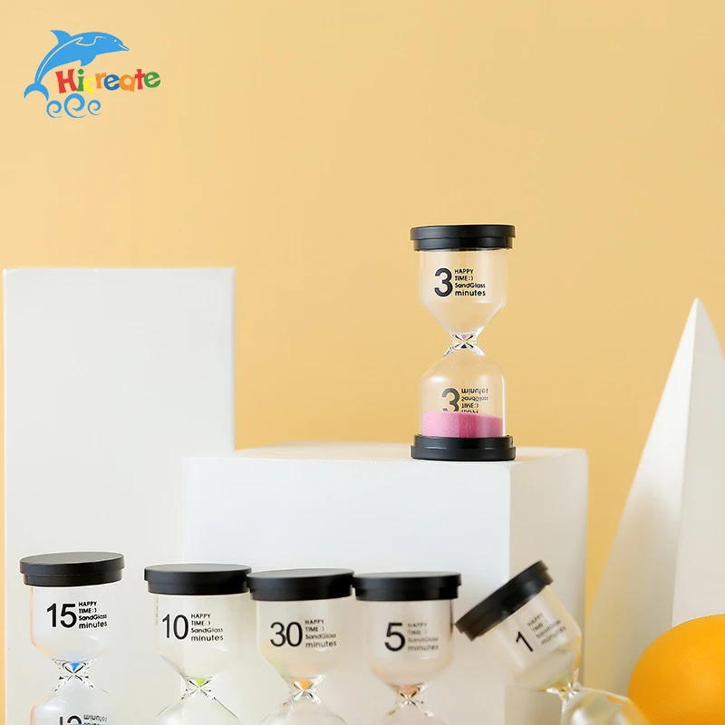 Promotional Creative Gifts Custom Logo Plastic Black Top 1 Hour Colorful Sand Timer Clock 60 Minutes Hourglass