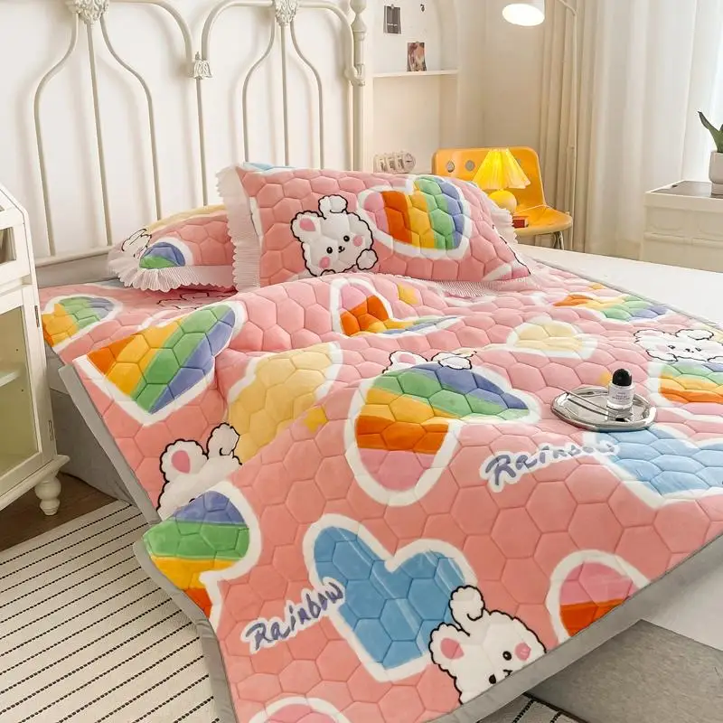 Soft different printing fleece  mattress cover set home use super single bed mattress cover sets wholesale