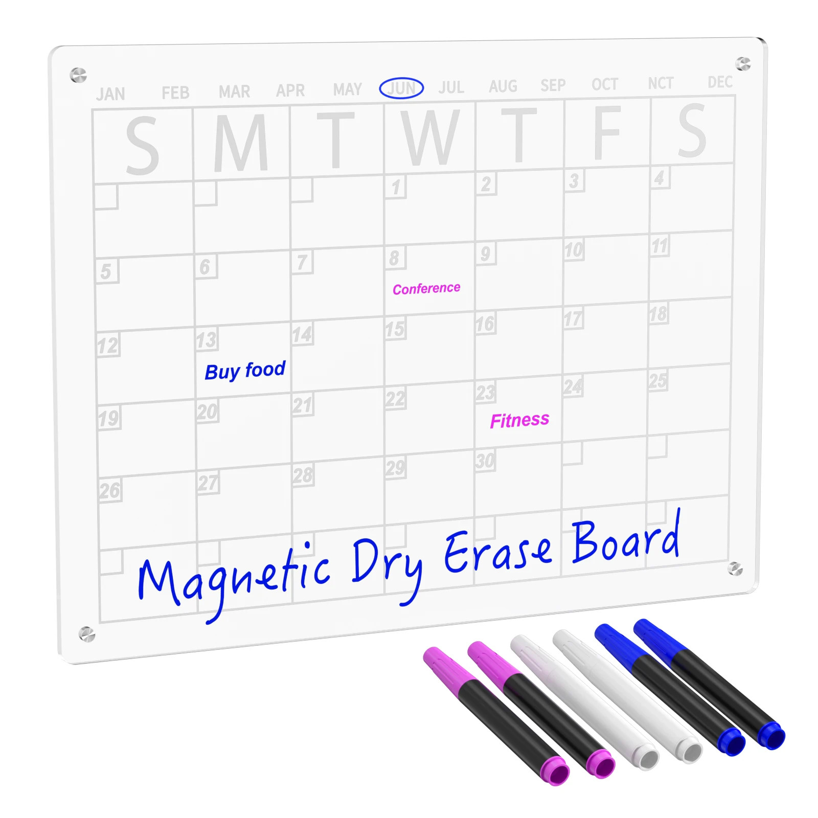 Wholesale Customized Clear Acrylic Monthly Wall Mounted Calendar Magnetic Acrylic Fridge Calendar
