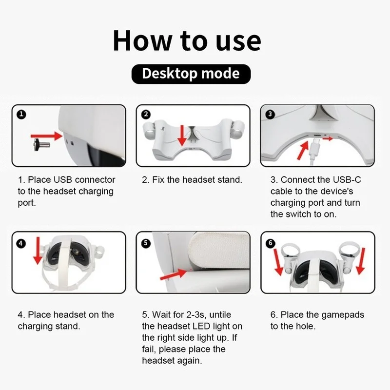 Jingxinrui VR Headset Charging Stand With Fast Charging Type-C Interface For Oculus Quest 2 VR
