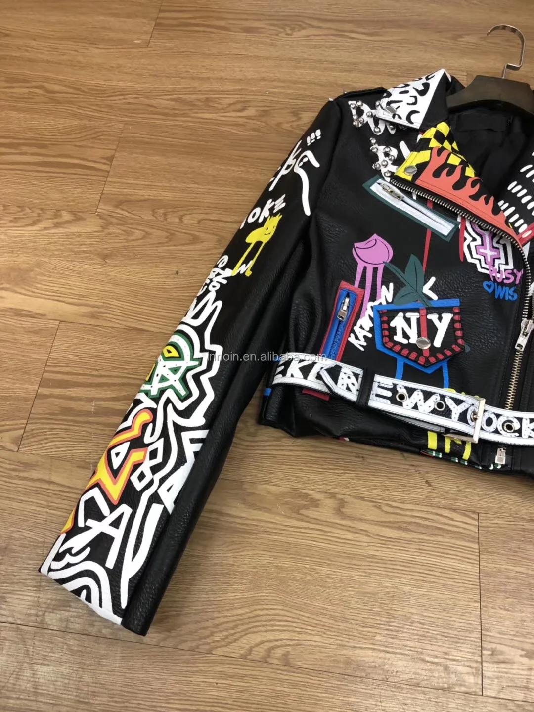 China Custom Ladies Stylish Zipper Sleeve Leather Jacket Fashion Punk  Bike Jacket For Women