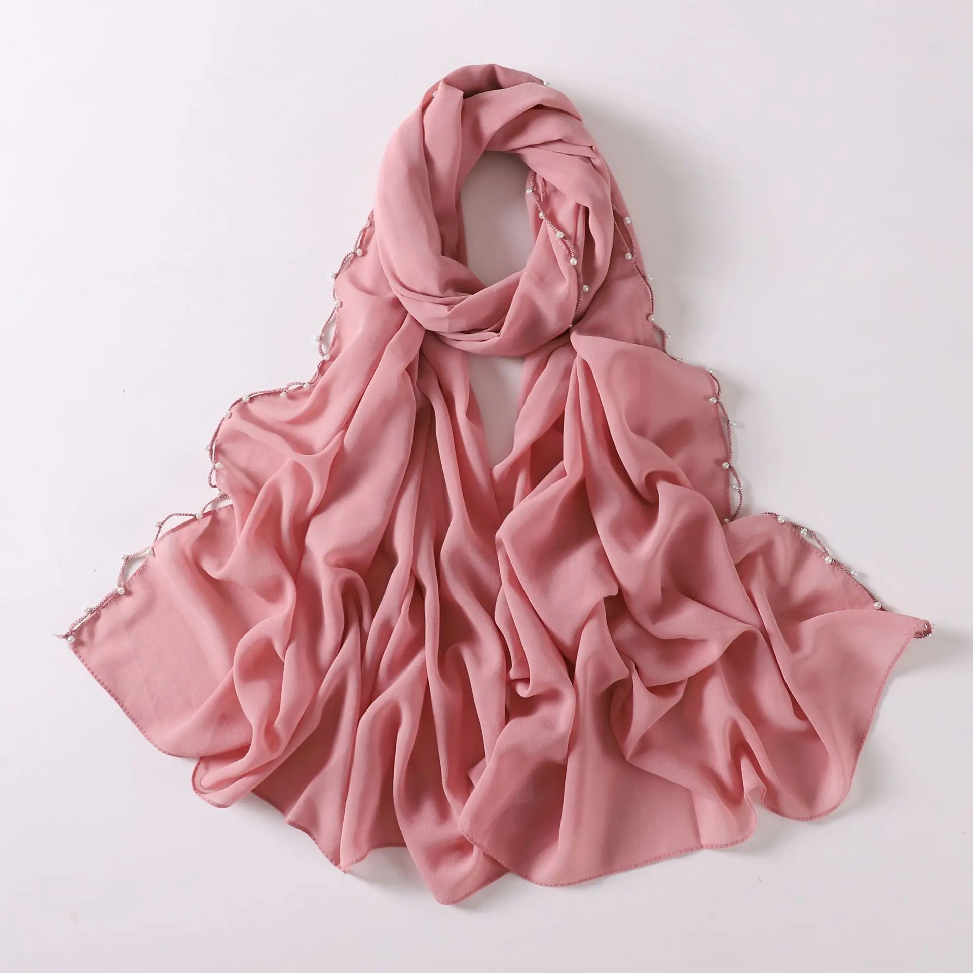Summer chiffon Pearl Chiffon Hijab Muslim hijabs with pearls Fashion Malaysia Indonesia Tudung