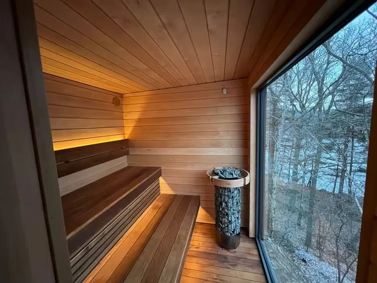 Modern design, luxury cedar/hemlock outdoor sauna, electric stove and far infrared heated garden shed