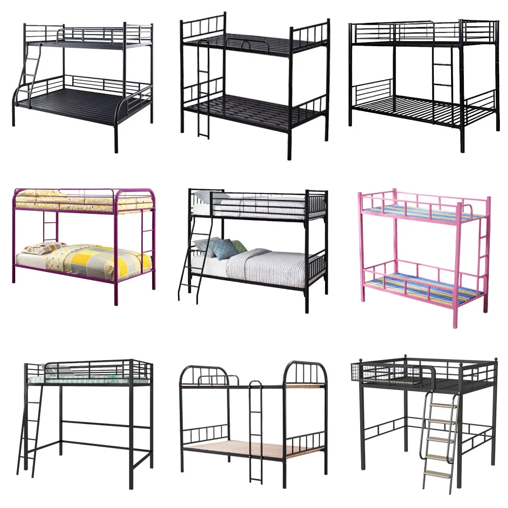 High quality can be customized school dormitory double over double steel bunk beds for adults