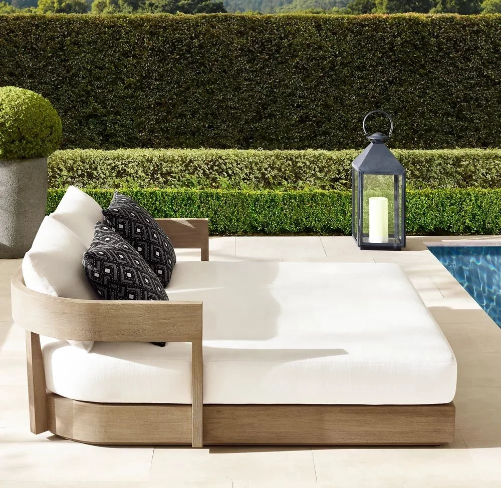 patio solid wood sun beds garden sun loungers indonesia hotel swimming pool equipment outdoor teak furniture