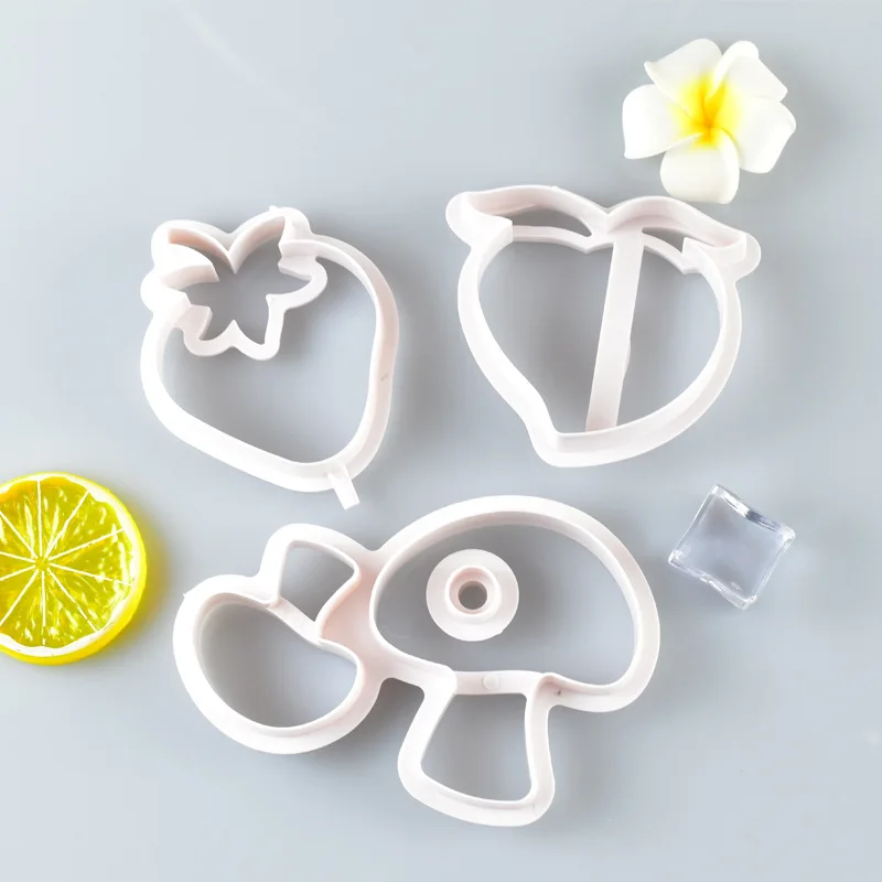 Hot Sale Fruits and Vegetables 3D Buns Mold Cookie Baking Cake Biscuit Cutting tools eggplant mushroom Plastic Cutter