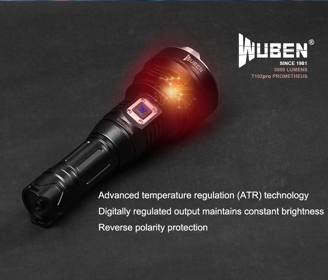  Мощный фонарик Wuben T102 Xhp702 3500 метров батарея 26650 3 7 вольт
