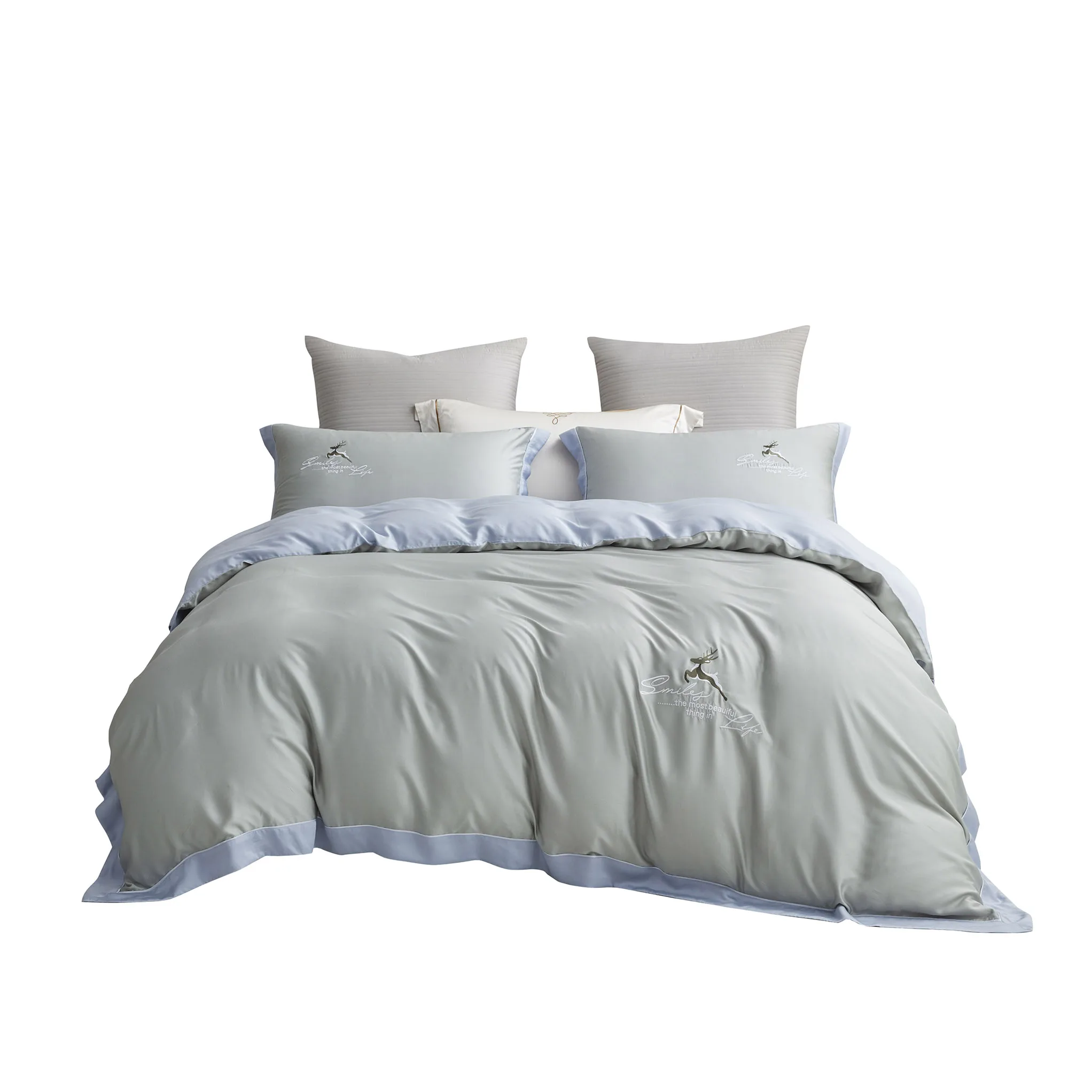Comfortable breathable 100TC Luxury silk duvet cover set bedding european pillow case