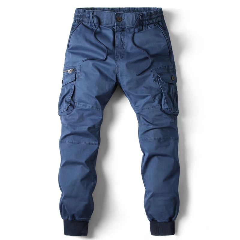 Wholesale Causal Sports Wearing Long Cargo Washed Pants With Side Pockets Stacked Jogger Trousers Man