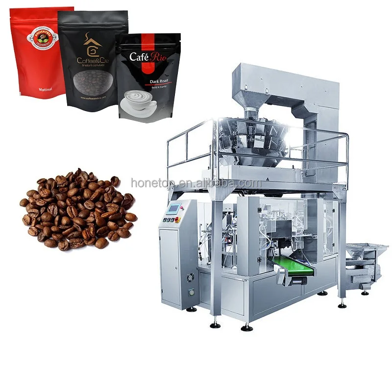 Honetop Weighing granule Coffee Bean Packing Machine zipper pouch bag powder machine manufacture china