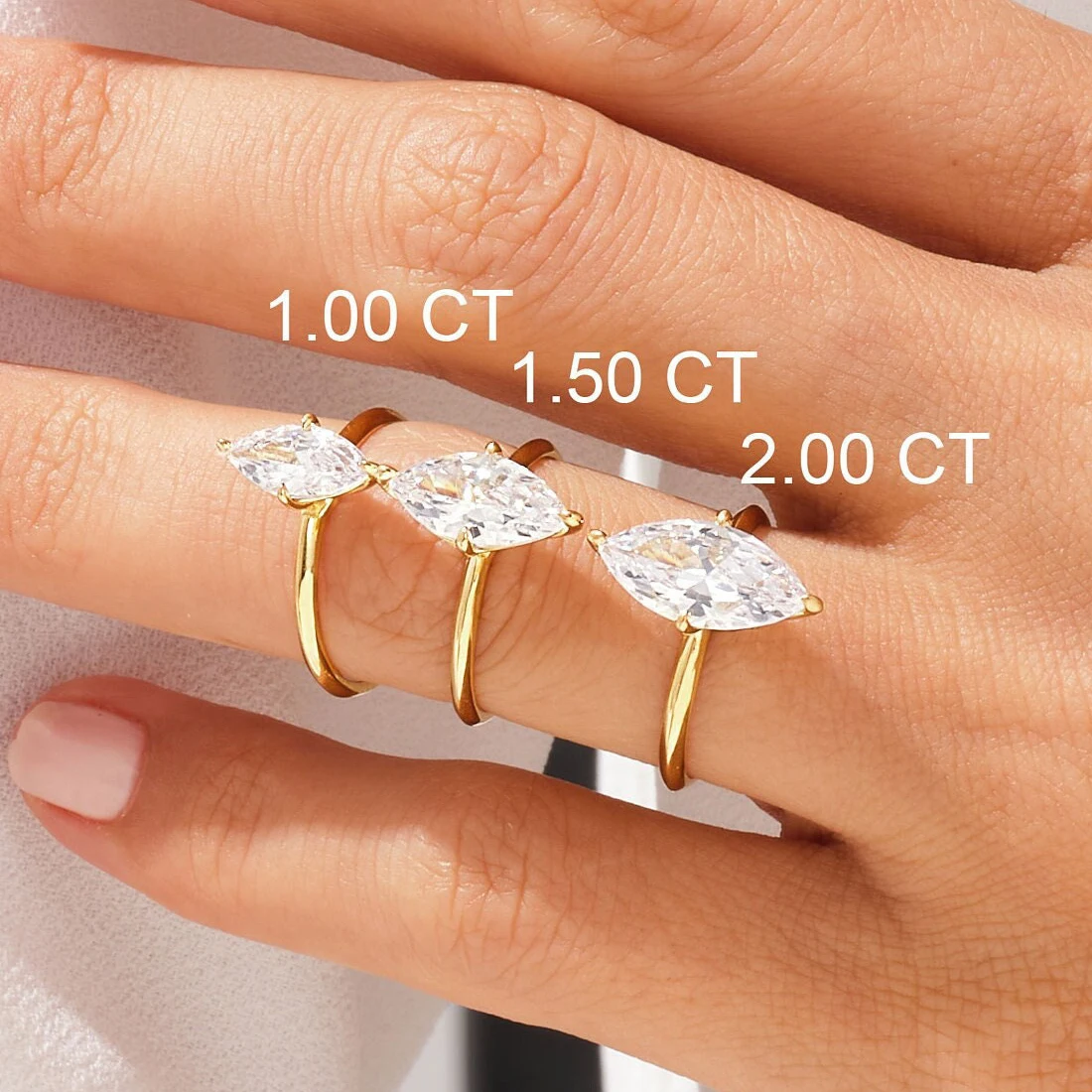 Custom 1CT 1.5CT 2 CT VS1 IGI GIA Certified Marquise Cut Lab Grown Diamond 14K Gold Jewelry Solitaire Engagement Ring For Women