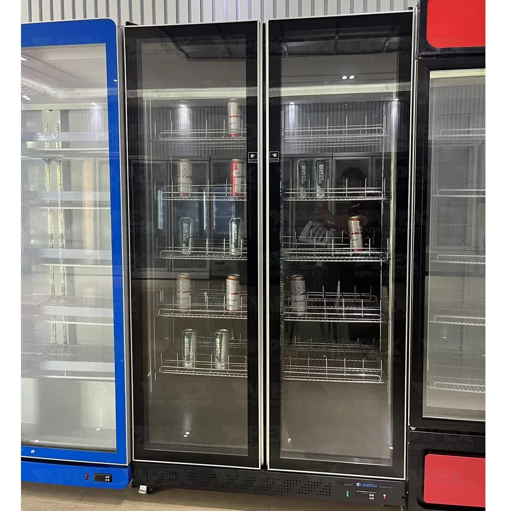 Supermarket Display Refrigerators Upright 3 Door Freezer Commercial
