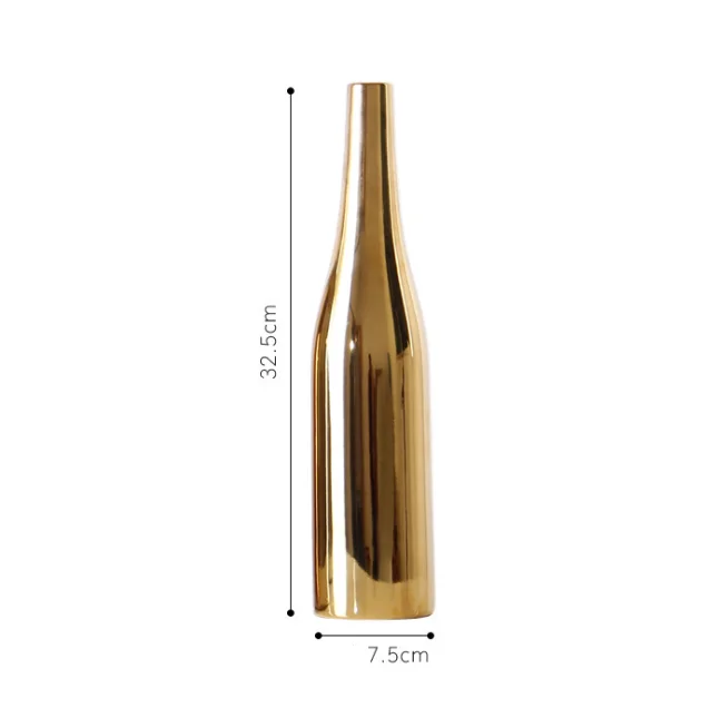  Creative electroplating gold ceramic vase three piece set of Nordic simple modern home living room ornaments