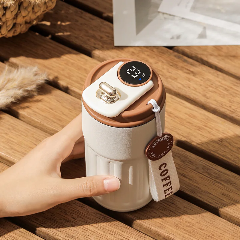 New intelligent temperature display 316 stainless steel insulated cup coffee mug with lid handle customizable logo